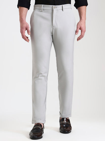 Steel Grey Solid Venice Fit Casual Trouser | JadeBlue