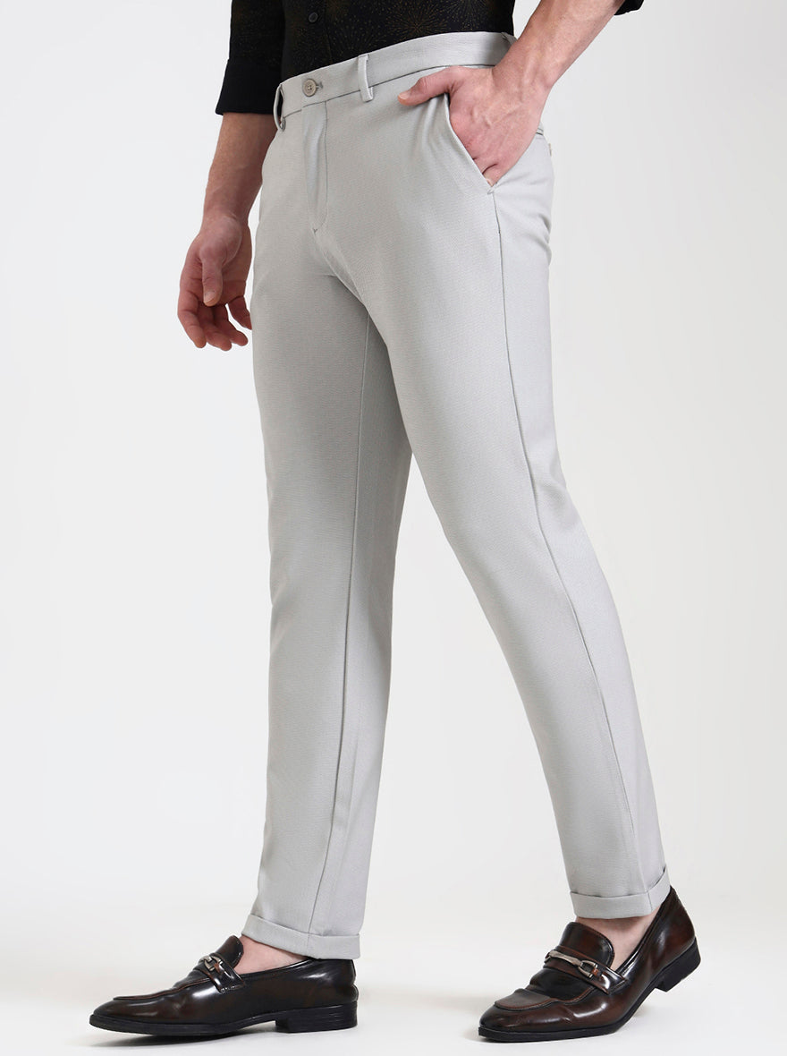 Steel Grey Solid Venice Fit Casual Trouser | JadeBlue