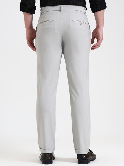 Steel Grey Solid Venice Fit Casual Trouser | JadeBlue