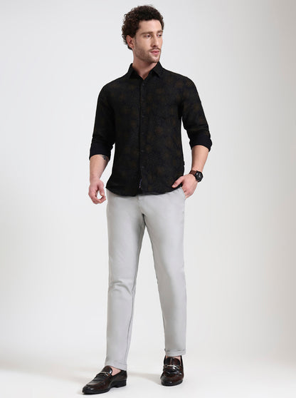 Steel Grey Solid Venice Fit Casual Trouser | JadeBlue