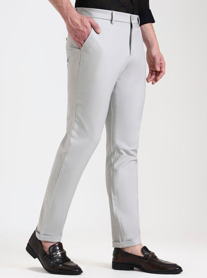 Steel Grey Solid Venice Fit Casual Trouser | JadeBlue