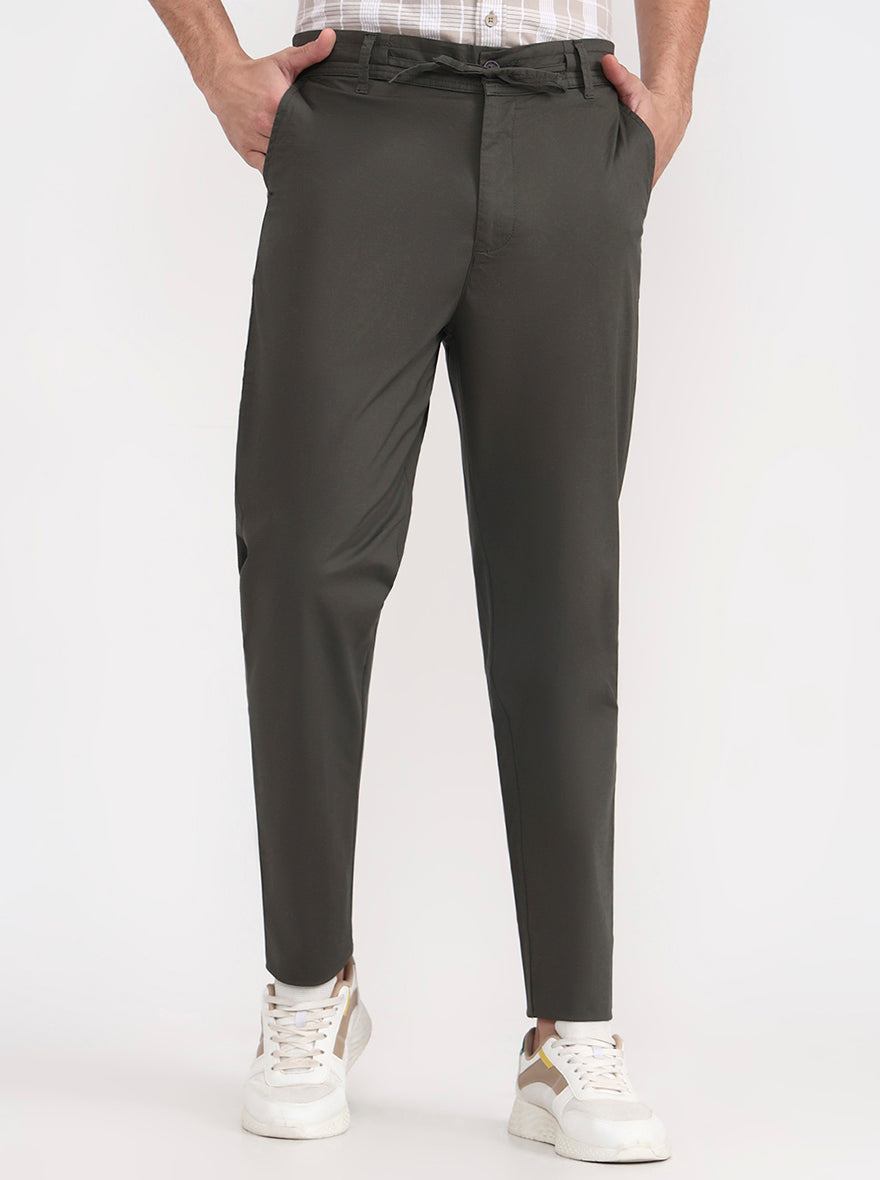 Olive Green Solid Regular Fit Track Pant | JadeBlue