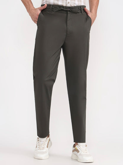 Olive Green Solid Regular Fit Track Pant | JadeBlue