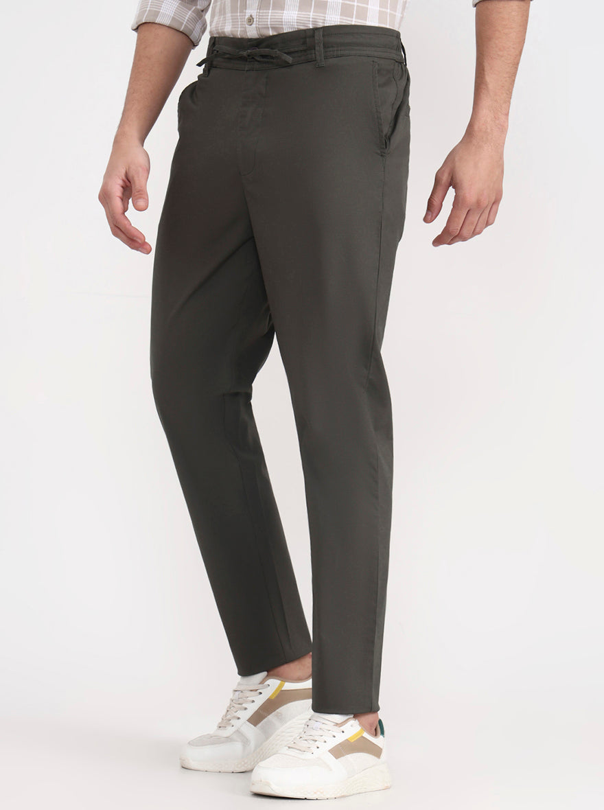 Olive Green Solid Regular Fit Track Pant | JadeBlue