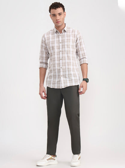 Olive Green Solid Regular Fit Track Pant | JadeBlue