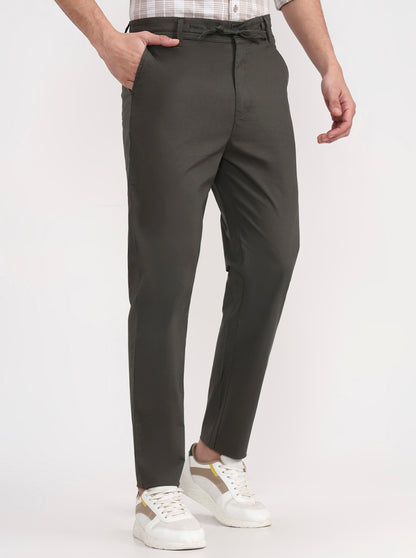 Olive Green Solid Regular Fit Track Pant | JadeBlue