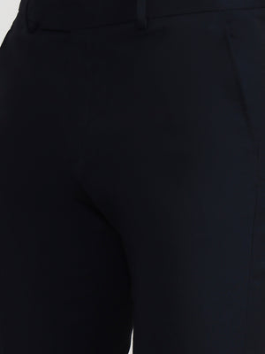 Navy Blue Solid Slim Fit Formal Trouser | Greenfibre