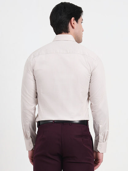 Beige Checked Slim Fit Formal Shirt | JadeBlue Super Luxe