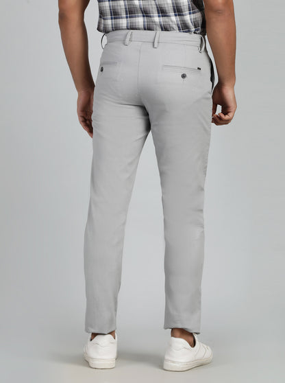 Light Grey Dobby Neo Fit Casual Trouser | Greenfibre