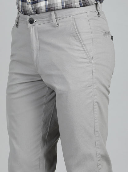 Light Grey Dobby Neo Fit Casual Trouser | Greenfibre