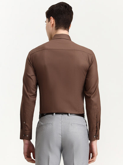 Khaki Solid Slim Fit Formal Shirt | Metal