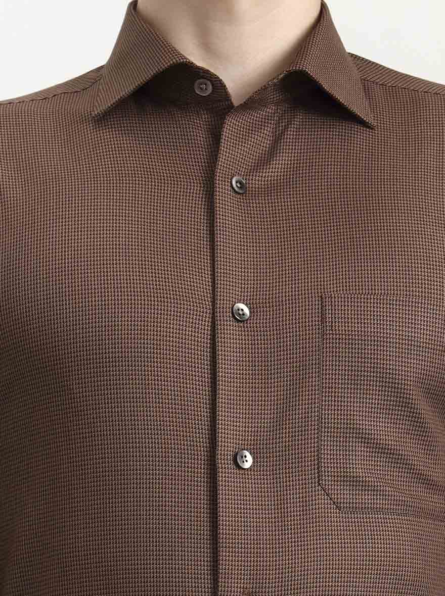Khaki Solid Slim Fit Formal Shirt | Metal