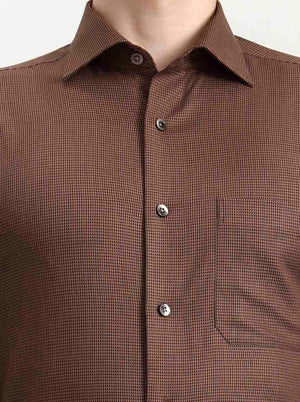Khaki Solid Slim Fit Formal Shirt | Metal