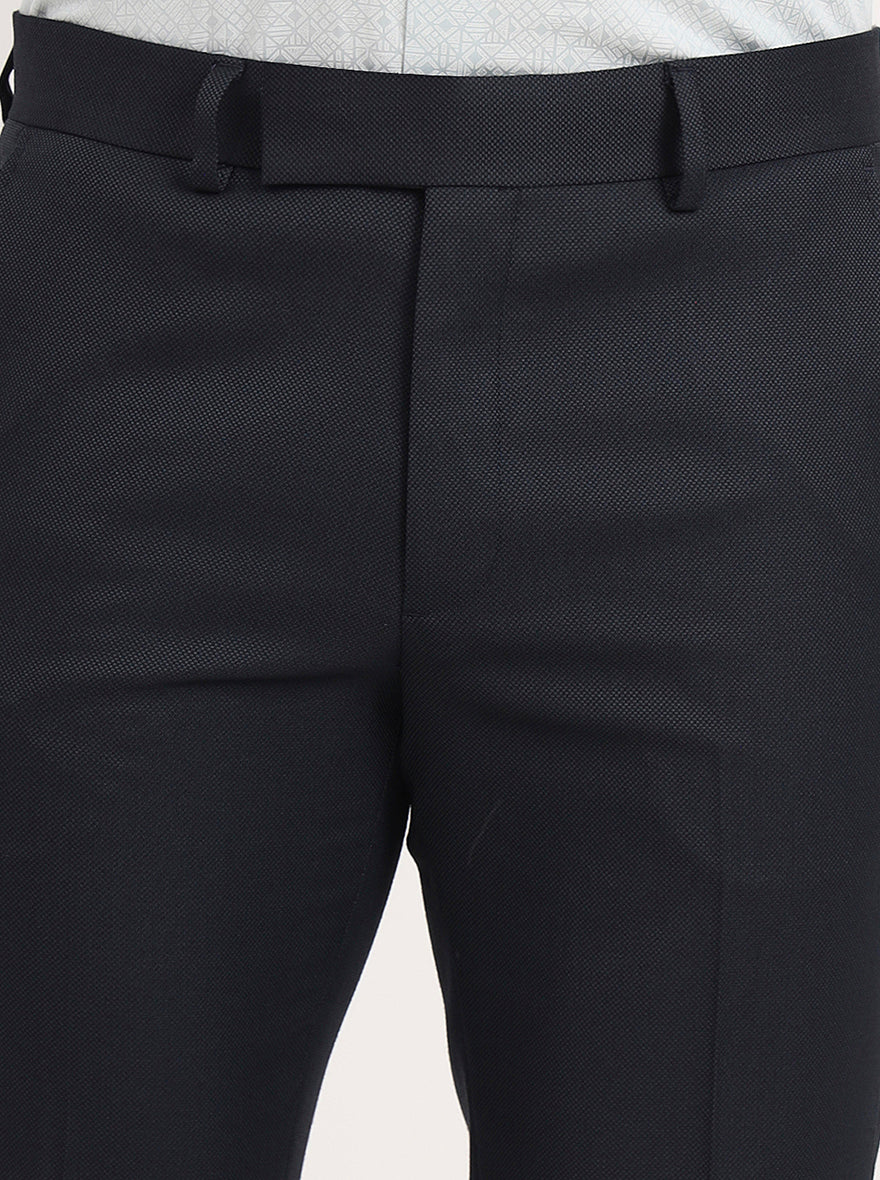 Blue Solid Slim Fit Formal Trouser | Greenfibre
