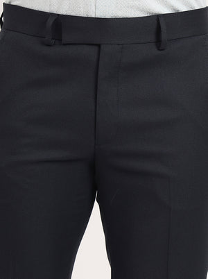 Blue Solid Slim Fit Formal Trouser | Greenfibre