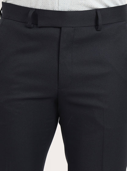 Blue Solid Slim Fit Formal Trouser | Greenfibre