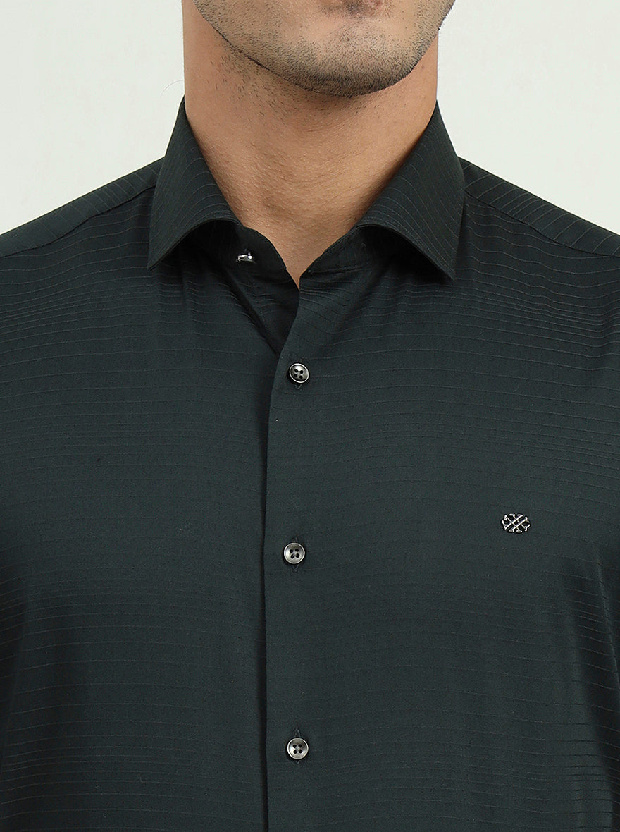Dark Green Solid Slim Fit Party Wear Shirt | Greenfibre