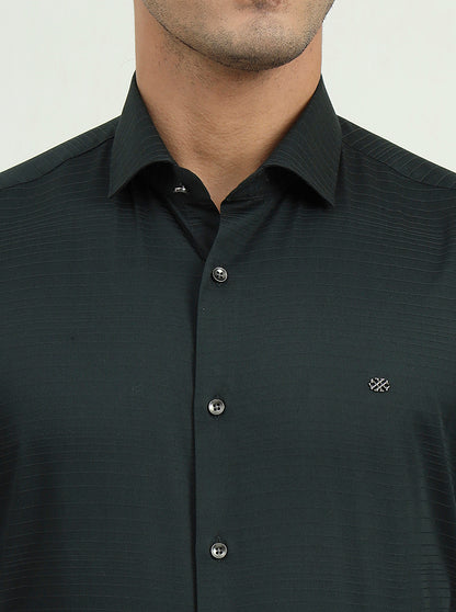 Dark Green Solid Slim Fit Party Wear Shirt | Greenfibre