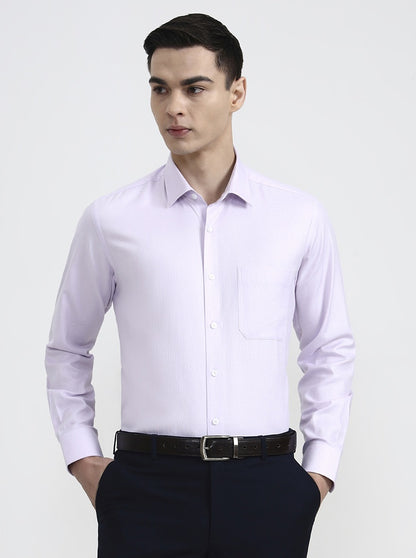 Light Purple Solid Slim Fit Formal Shirt | Metal