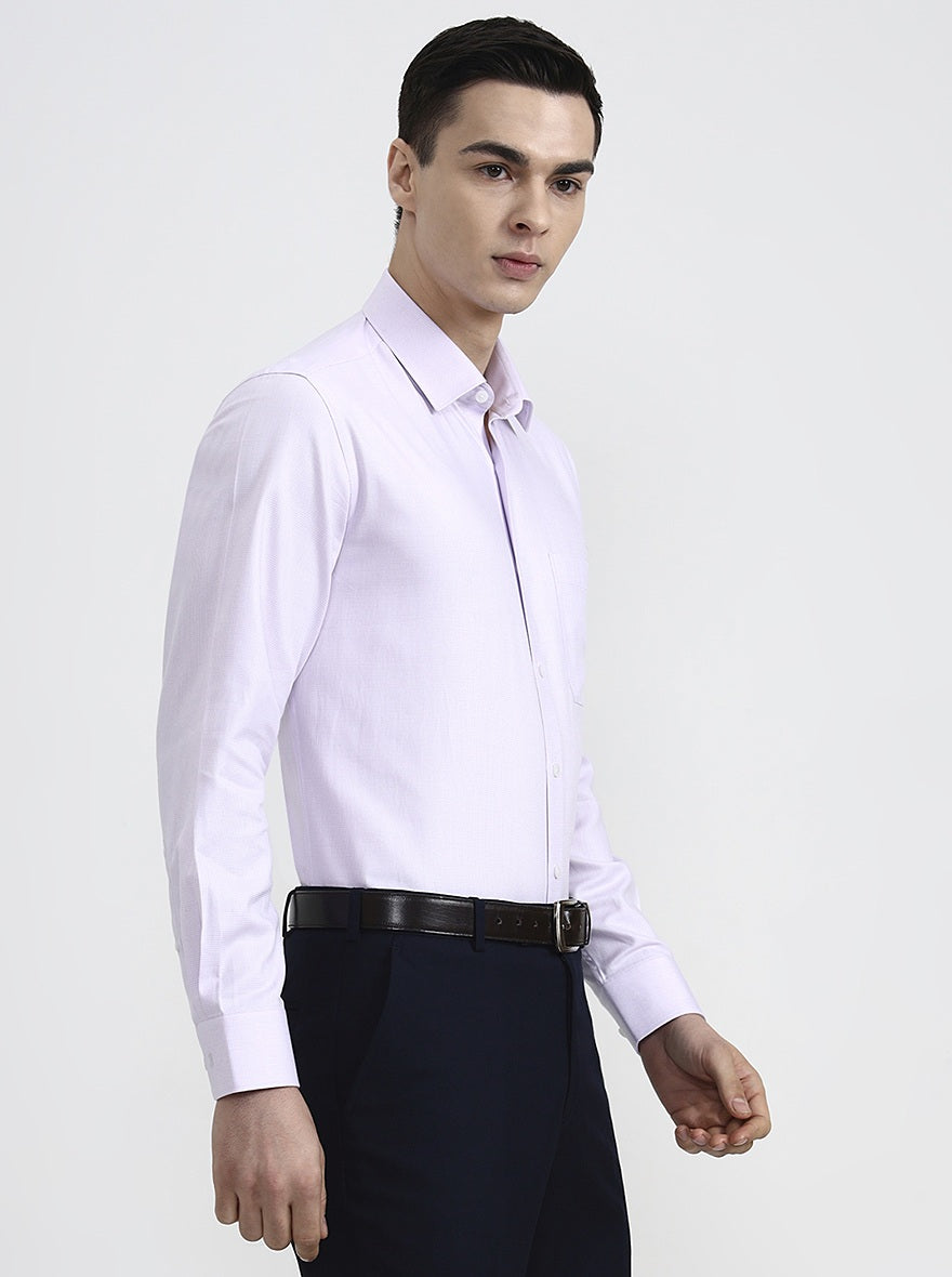 Light Purple Solid Slim Fit Formal Shirt | Metal