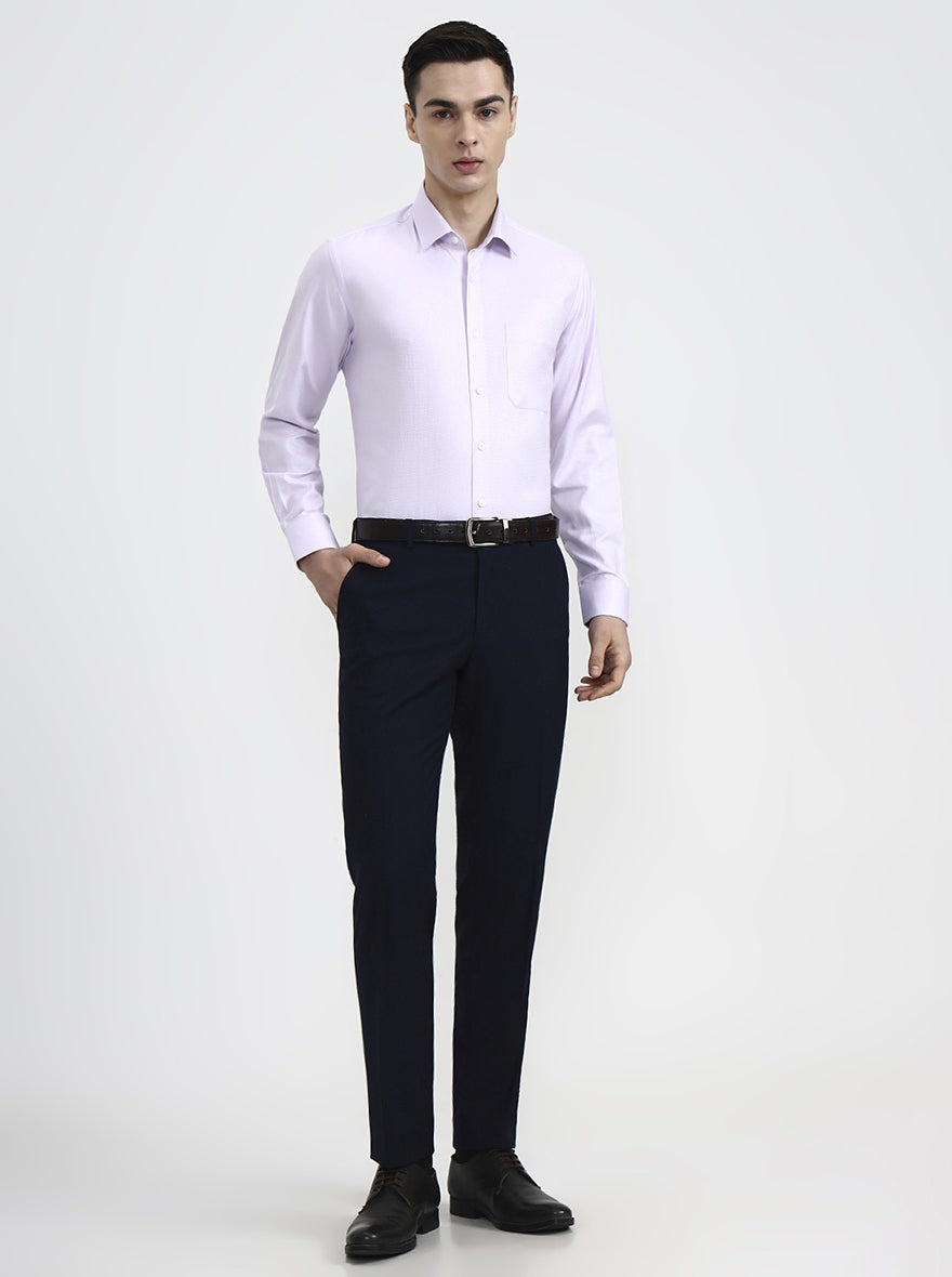 Light Purple Solid Slim Fit Formal Shirt | Metal