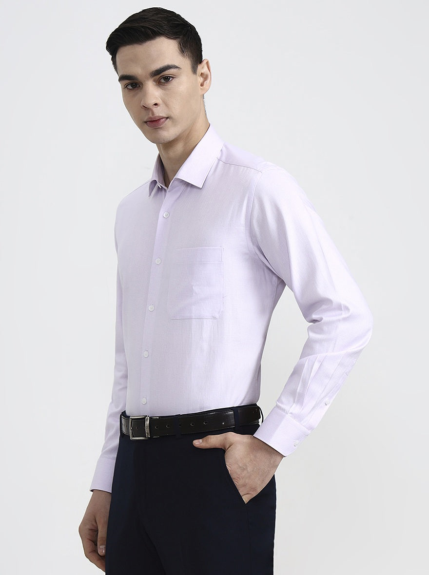 Light Purple Solid Slim Fit Formal Shirt | Metal