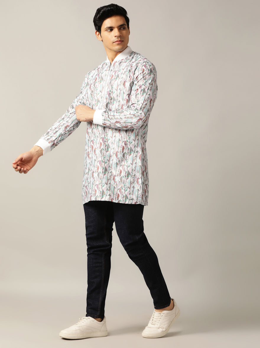 White Multi Printed Kurta | The Kurta Company
