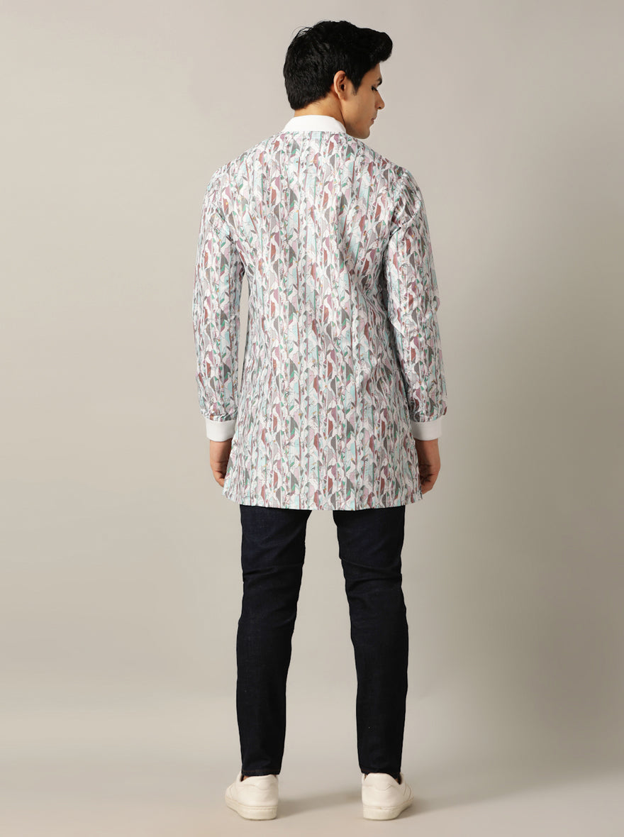 White Multi Printed Kurta | The Kurta Company