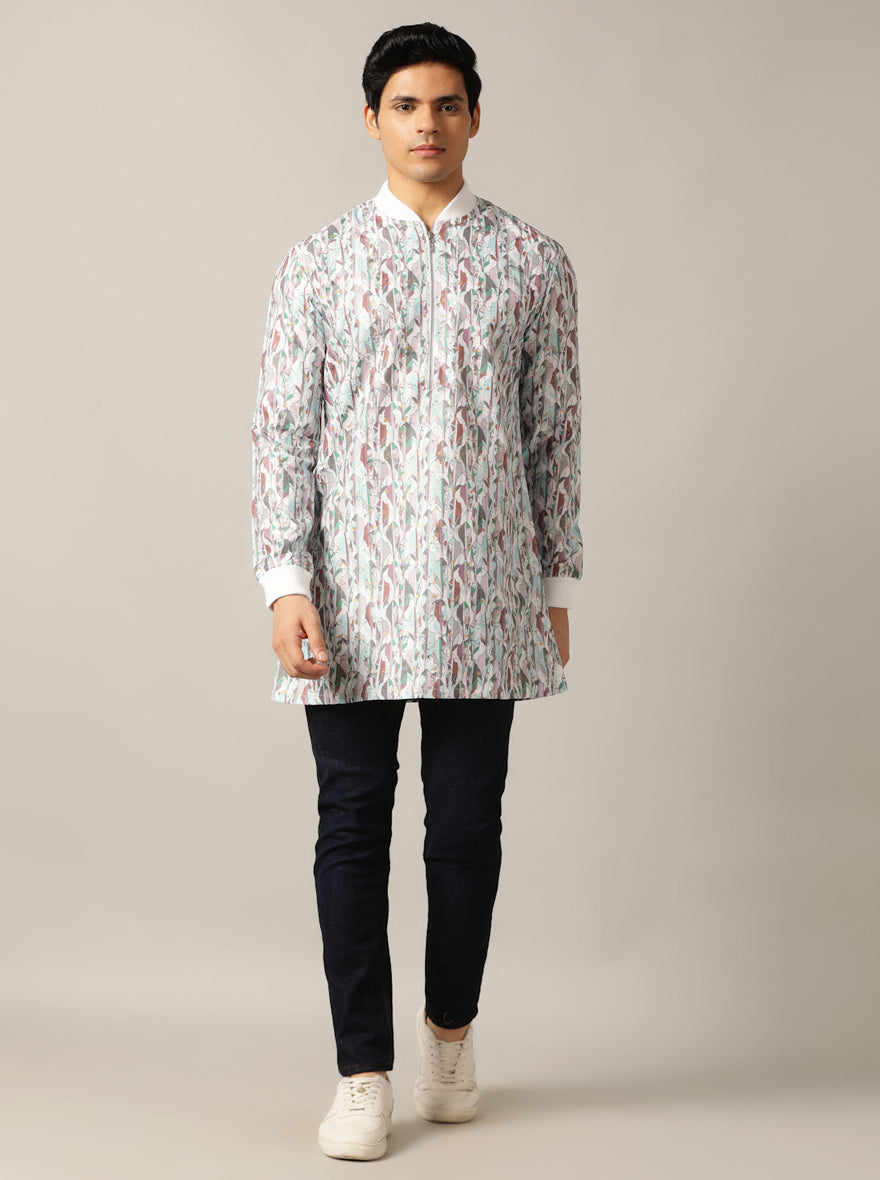White Multi Printed Kurta | The Kurta Company