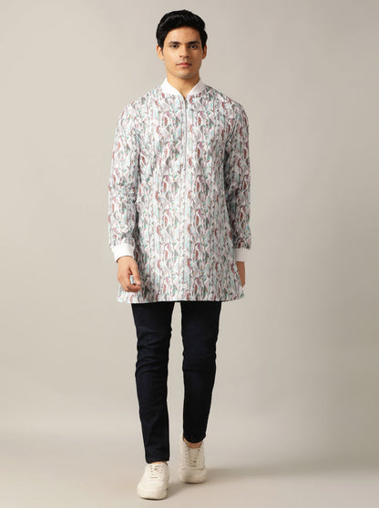 White Multi Printed Kurta | The Kurta Company