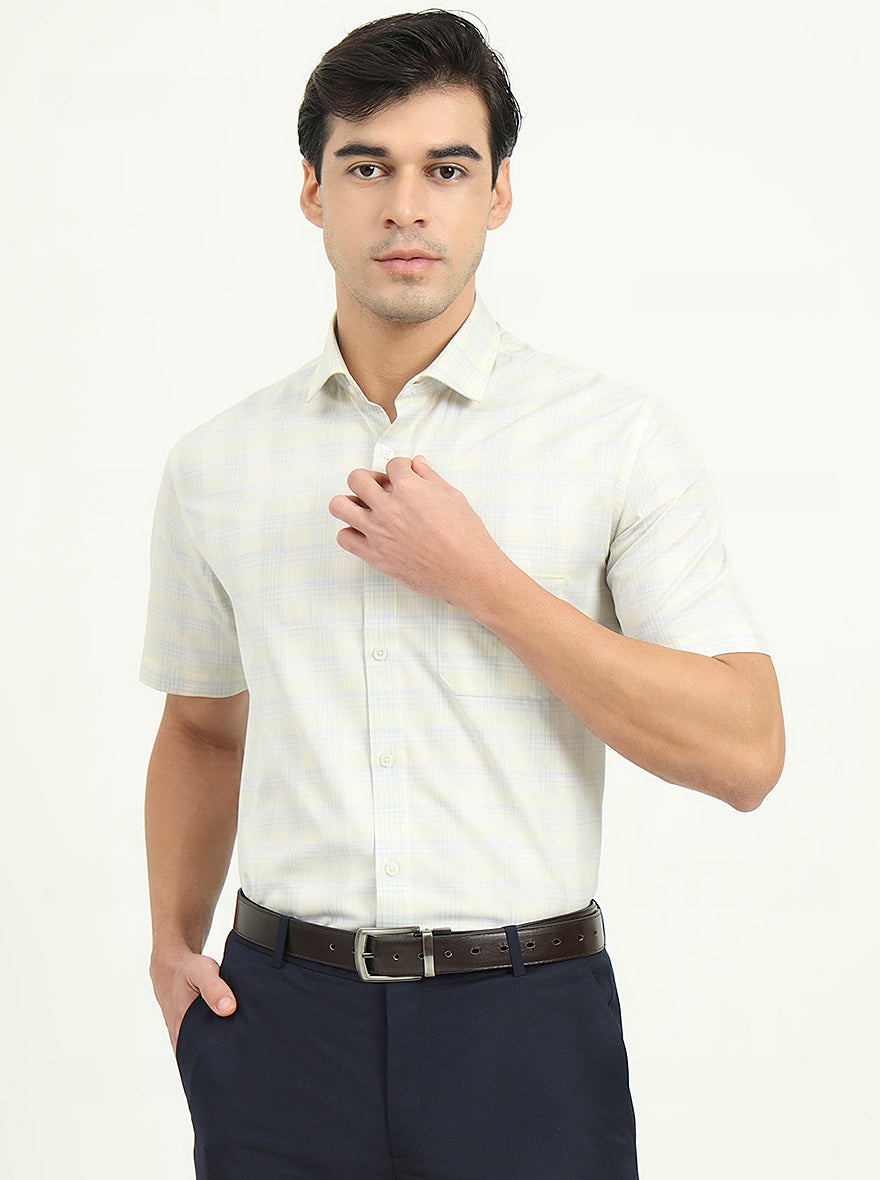 Light Yellow Solid Regular Fit Formal Shirt | Greenfibre
