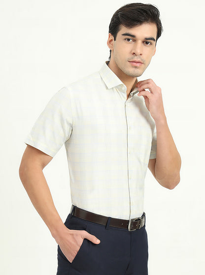 Light Yellow Solid Regular Fit Formal Shirt | Greenfibre