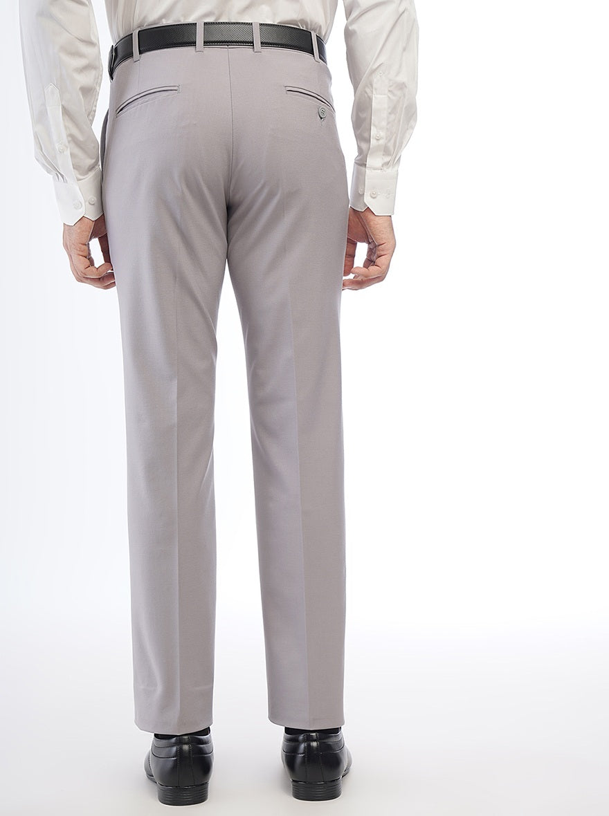 Grey Solid Slim Fit Formal Trouser | Metal