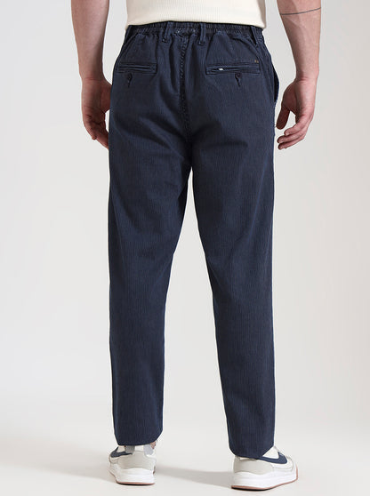 Indigo Blue Striped Regular Fit Track Pant | JadeBlue