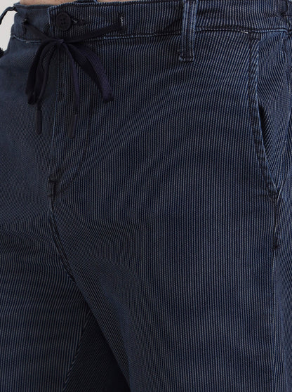 Indigo Blue Striped Regular Fit Track Pant | JadeBlue