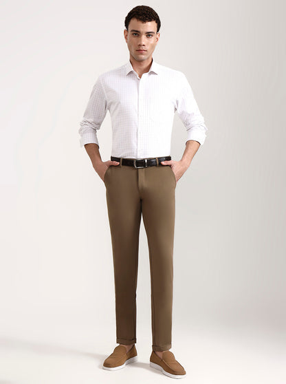 Khaki Solid Slim Fit Club Wear Trouser | Wyre