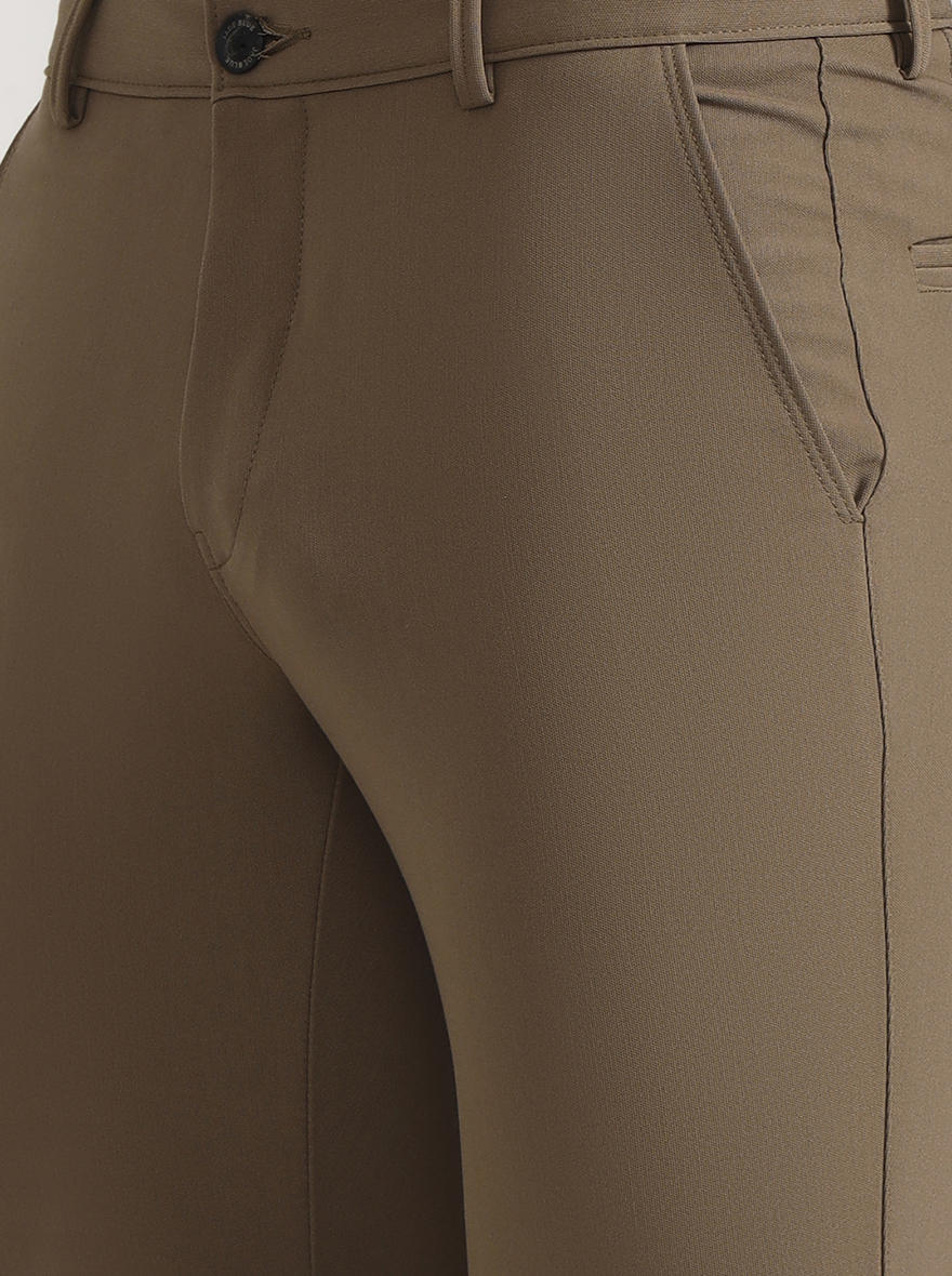 Khaki Solid Slim Fit Club Wear Trouser | Wyre
