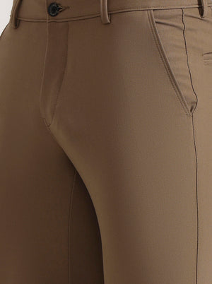 Khaki Solid Slim Fit Club Wear Trouser | Wyre