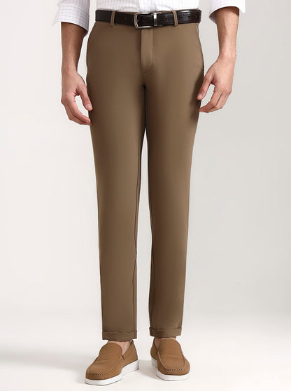 Khaki Solid Slim Fit Club Wear Trouser | Wyre