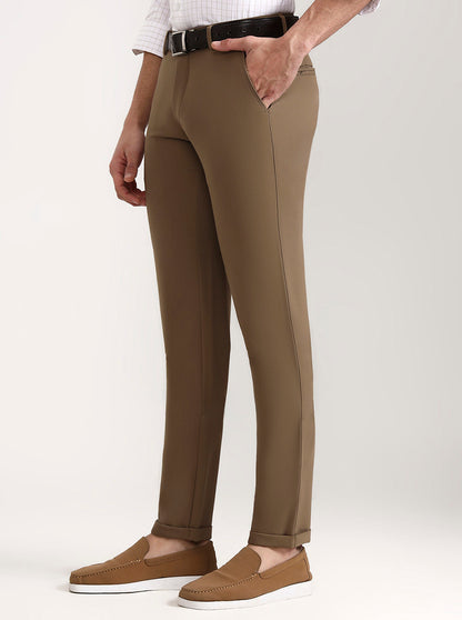 Khaki Solid Slim Fit Club Wear Trouser | Wyre
