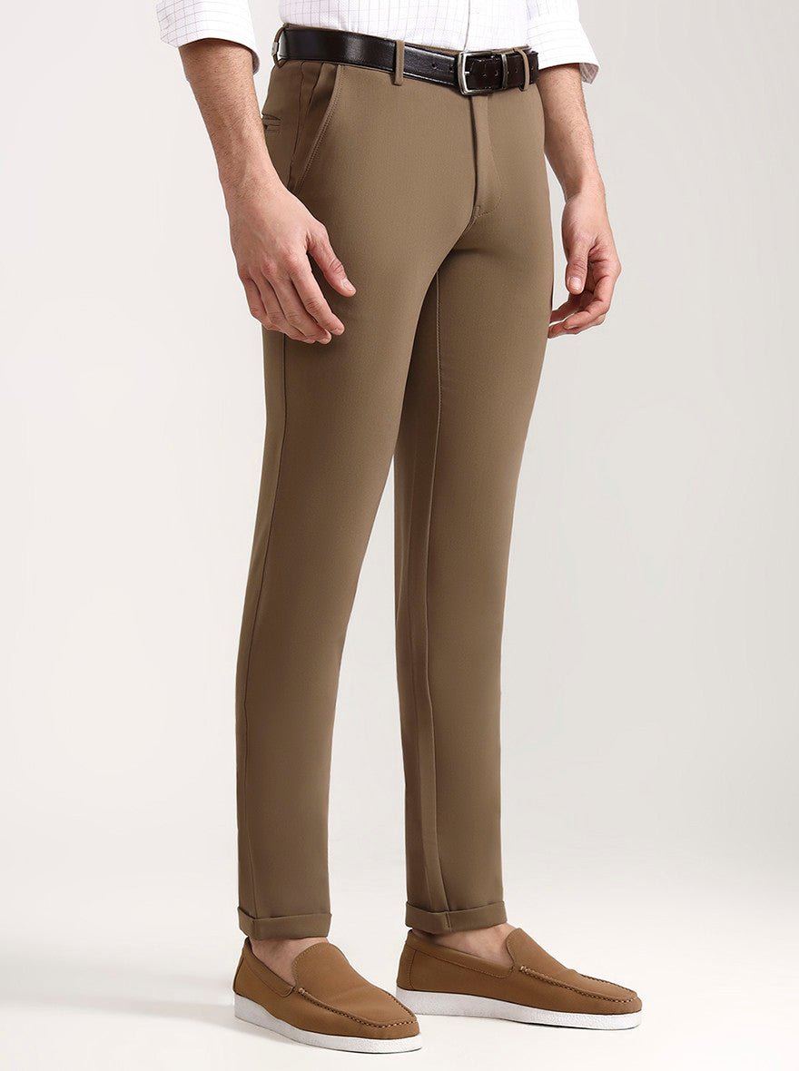 Khaki Solid Slim Fit Club Wear Trouser | Wyre