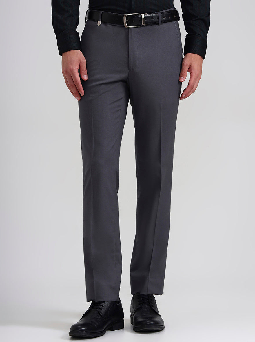 Blue & Maroon Solid Slim Fit Formal Trouser | JB Studio