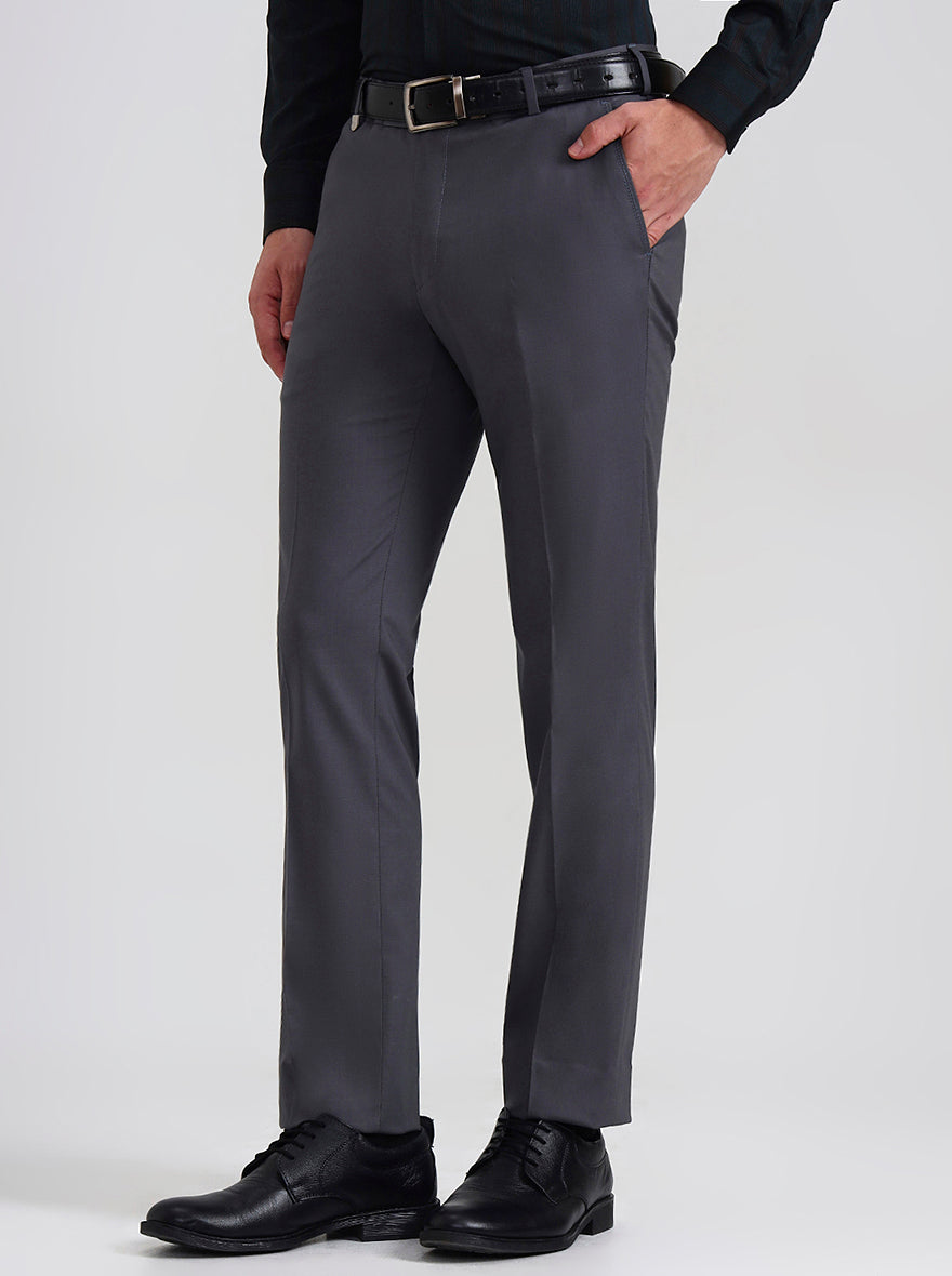 Blue & Maroon Solid Slim Fit Formal Trouser | JB Studio