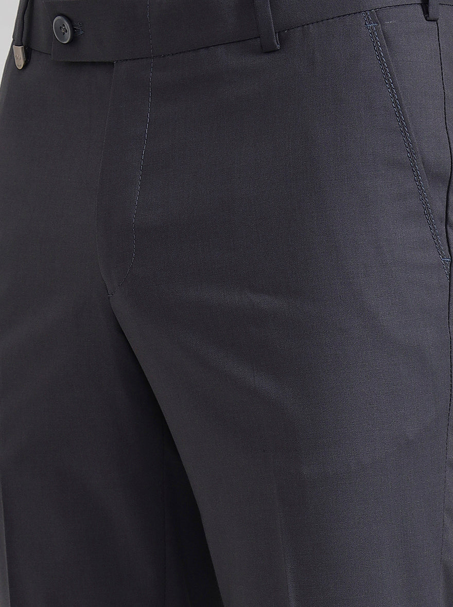 Blue & Maroon Solid Slim Fit Formal Trouser | JB Studio