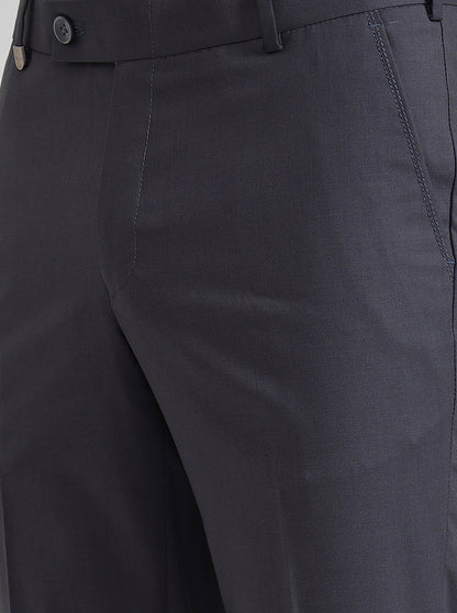 Blue & Maroon Solid Slim Fit Formal Trouser | JB Studio