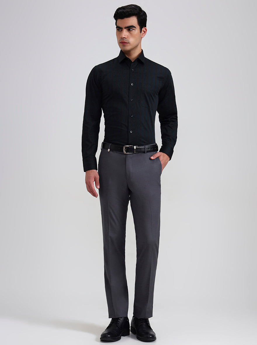 Blue & Maroon Solid Slim Fit Formal Trouser | JB Studio