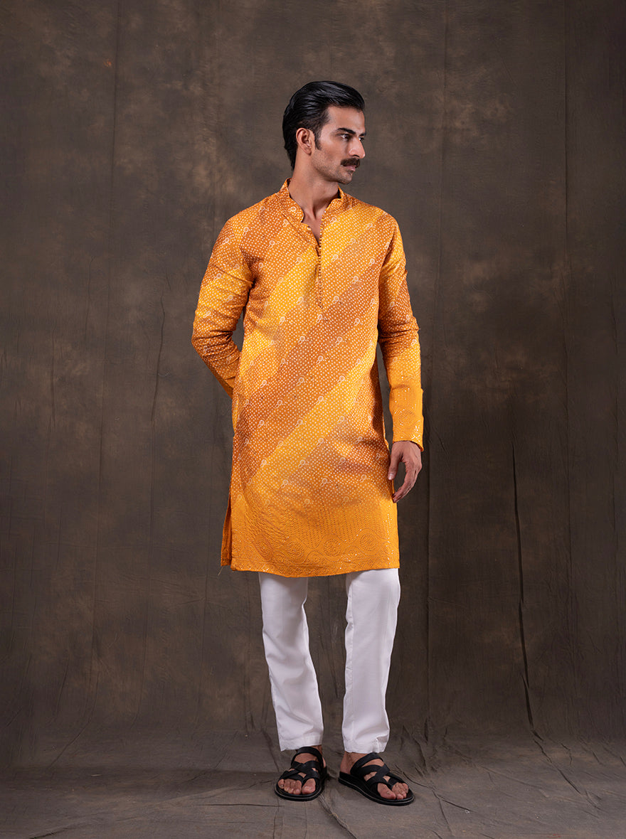 Yellow Printed Kurta Pajama | Virasana