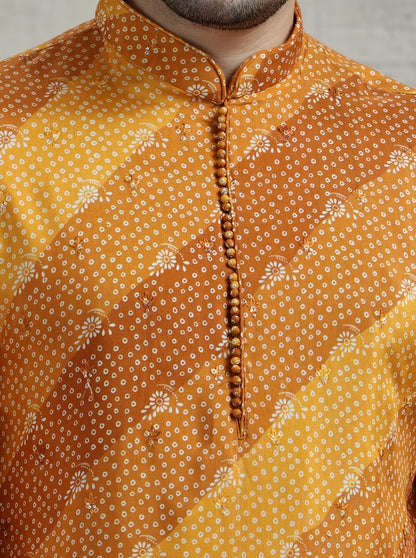 Yellow Printed Kurta Pajama | Virasana