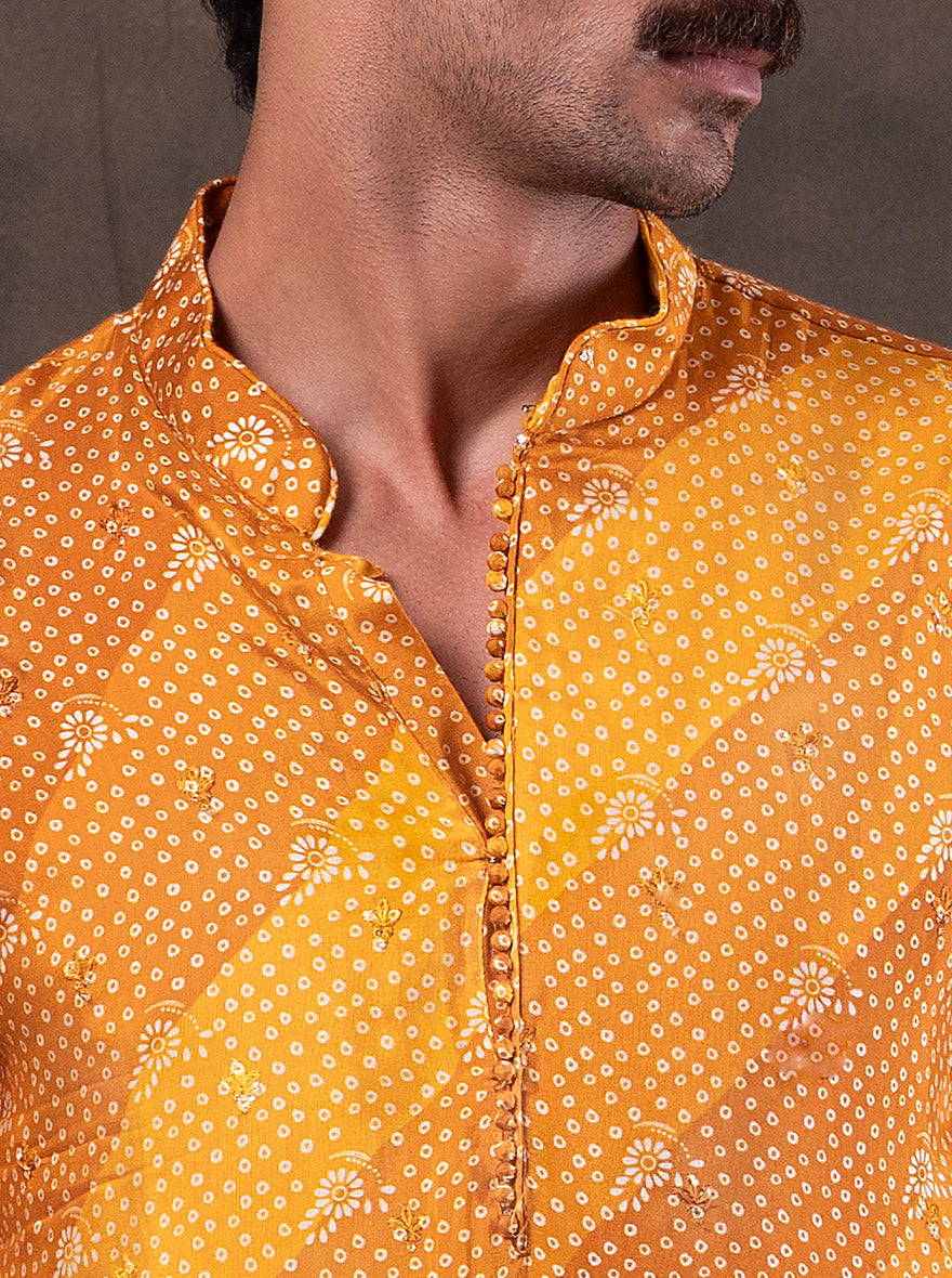 Yellow Printed Kurta Pajama | Virasana