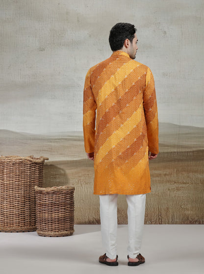 Yellow Printed Kurta Pajama | Virasana
